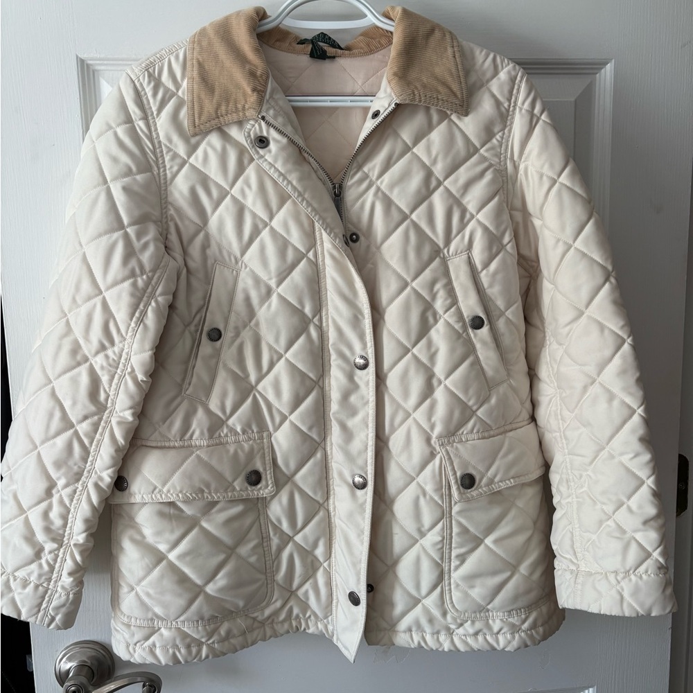 Ralph Lauren Cream Quilted Puffer Jacket